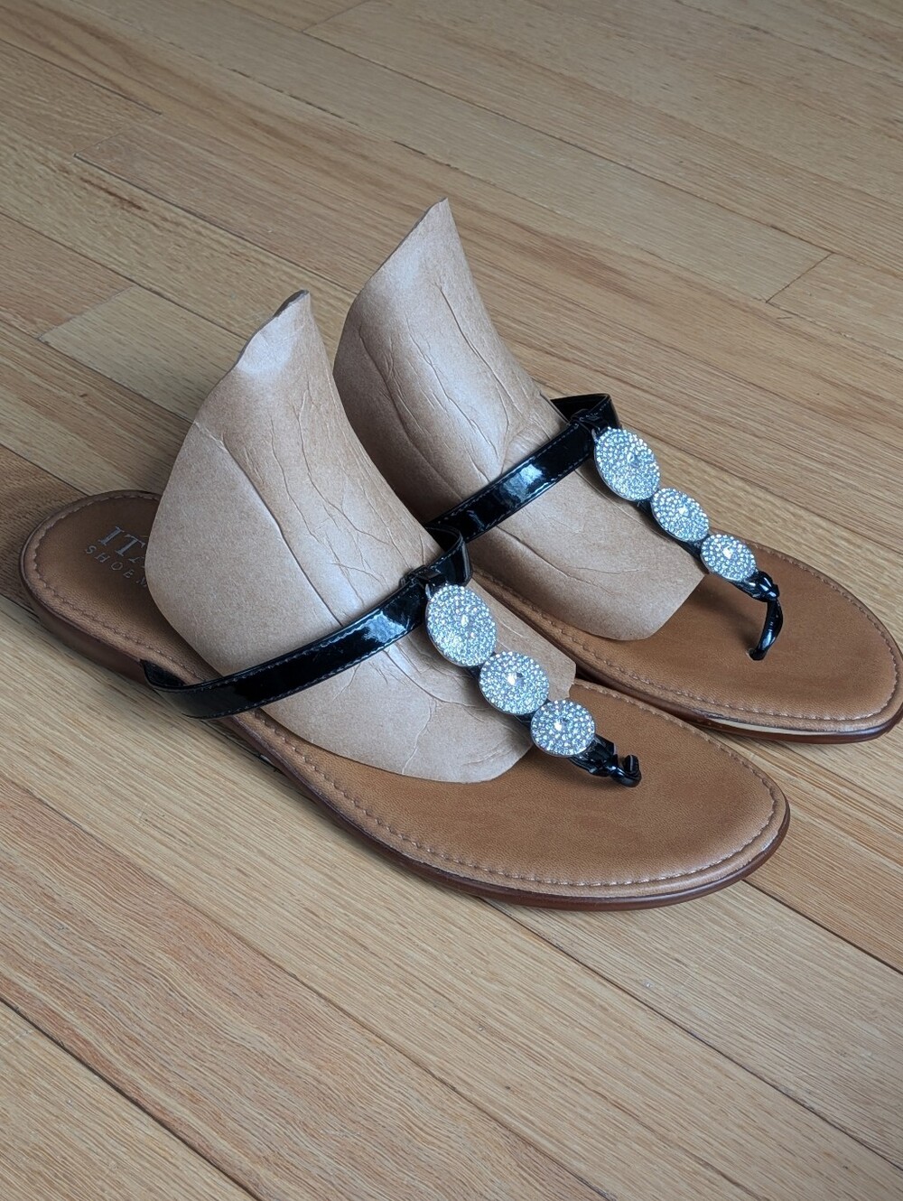 Italian Shoemaker Sandals Black Size 9 Embellished Bling